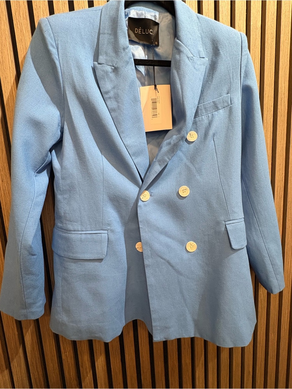 Deluc Light Blue Double-Breasted Blazer